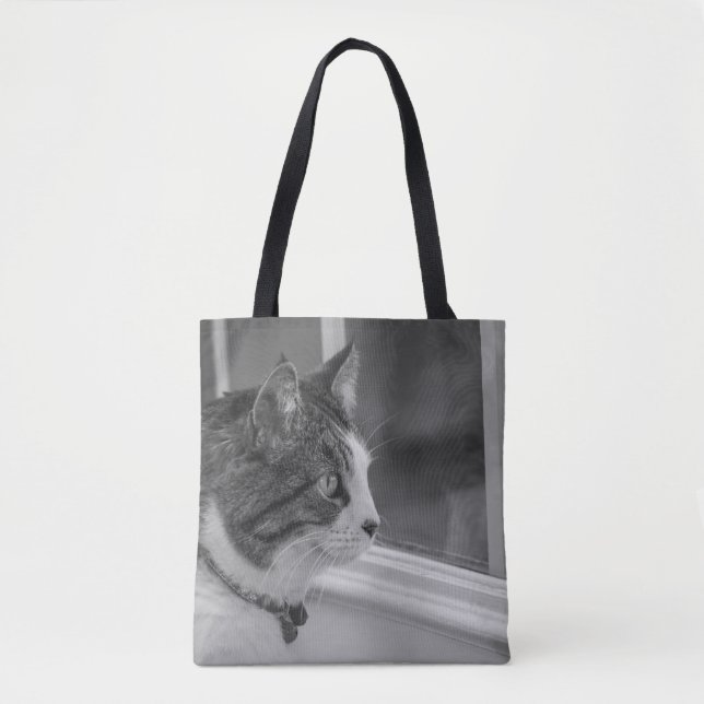 Dreaming of Warmer Weather Grayscale Tote Bag Tygkasse (Framsida)