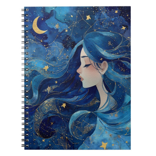 Dreaming Under Stars - Goddess Journal Anteckningsbok (Framsidan)