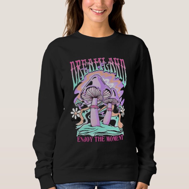Dreamland Enjoy The Moments retro groovy mushroom  T Shirt (Framsida)