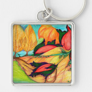 Dreamland Fyrkantig Silverfärgad Nyckelring