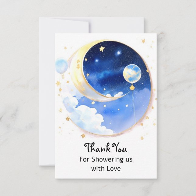 Dreamlike Celestial Space Boy Shower Tack Kort (Framsida)