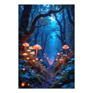 Dreamlike Jungle med Bioluminescent Flora Fototryck