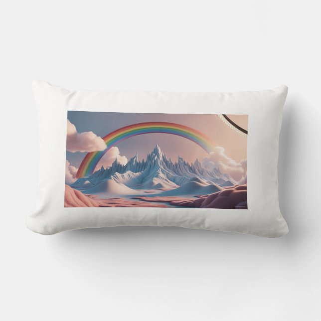 Dreamlike Mountain Range med Rainbow: A Pillow Lumbarkudde (Framsida)