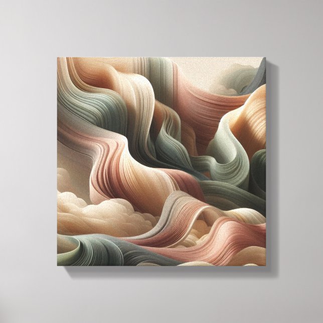 Dreamlike Ribbon Abstract Art in Earth Tones Canvastryck (Framsida)