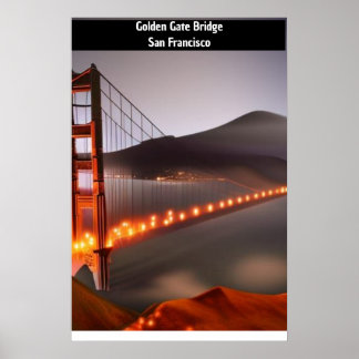 Dreamlike version av Golden Grind Bridge, San Fran Poster