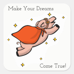 Dreams Flies Gris Sticker Fyrkantigt Klistermärke