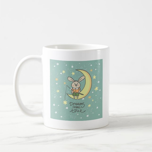 Dreams Kom True | Bunny vid Måne Kaffemugg (Vänster)