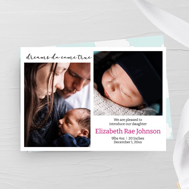 Dreams Kom True Photo Baby Birth Notice Meddelande (Skapare uppladdad)