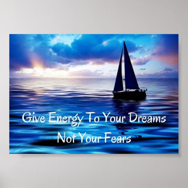 Dreams Motivational Quote Sailboat Ocean Poster (Framsidan)