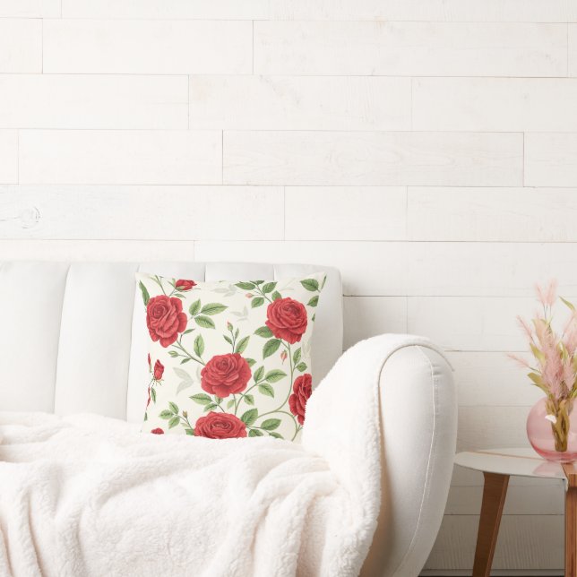 Dreams of Röd ros accent Pillow Square Kudde (Soffa)