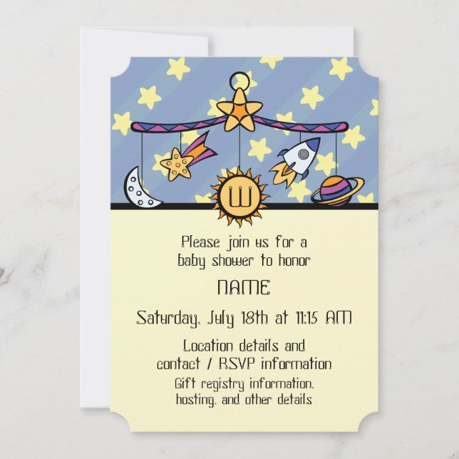 Dreams of Space Mobile Baby Shower-inbjudan Inbjudningar (Framsida)