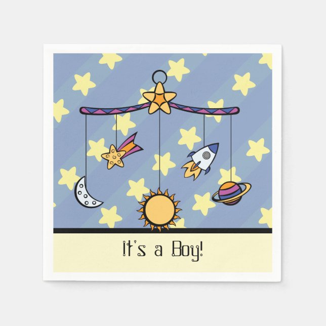 Dreams of Space Mobile Baby Shower Napkins Pappersservett (Framsidan)