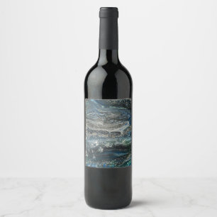 Dreams of the Ocean'20 abstrakt tavla Vinflaska Etikett