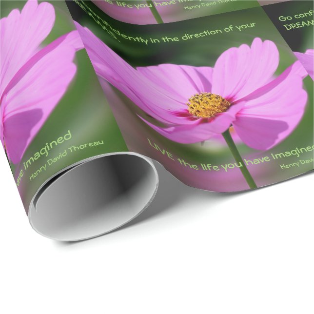 Dreams Quote Cosmos Flower Inspirational Presentpapper (Rullad Hörn)
