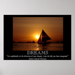 Dreams Sunset Sailboat Motivational Poster