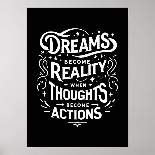 Dreams vs actions - Gym Hustle Success Motivation Poster (Framsidan)