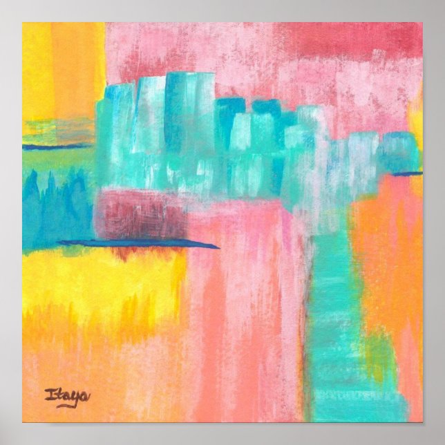 Dreamscape Abstrakt Art City Landscape Paeing Poster (Framsidan)