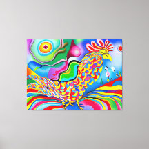 "Dreamscape Bird" En färgstark surrealistisk cocke