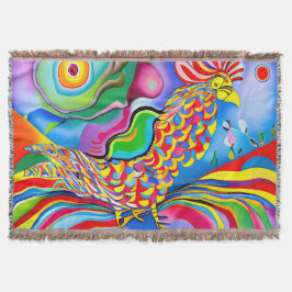 "Dreamscape Bird". En surreal abstrakt cockerel Filt