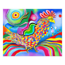 "Dreamscape Bird". En surreal abstrakt cockerel
