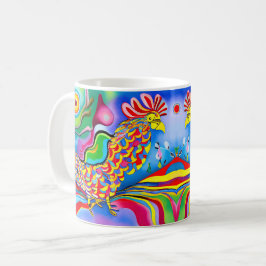 "Dreamscape Bird". En surreal abstrakt cockerel Kaffemugg