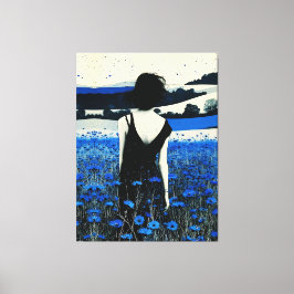 Dreamscape Blue Wildblomma Fält Wall Art - Modern Canvastryck