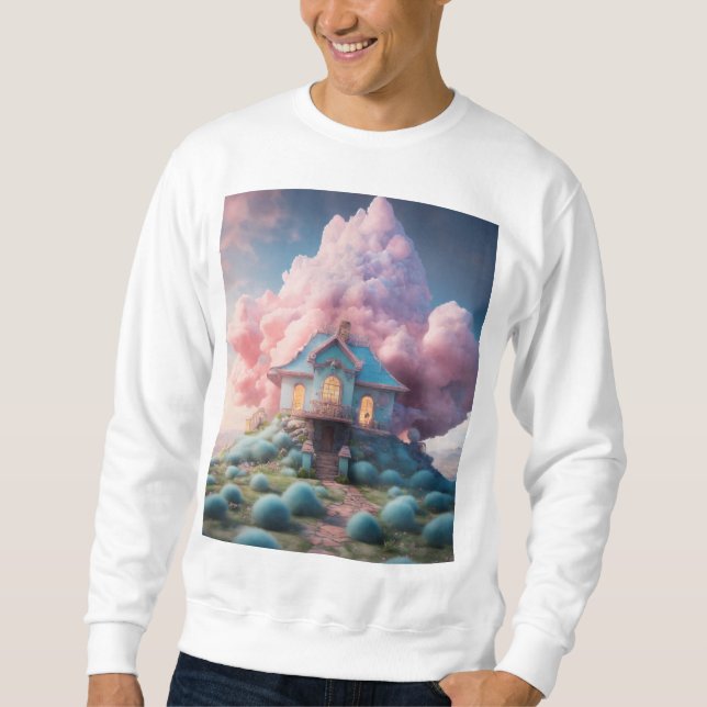 "Dreamscape Cliffside: Crystal and Pastel Fantasy" Lång Ärmad Tröja (Framsida)