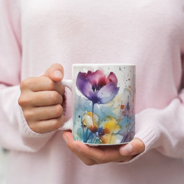 Dreamscape Garden: Abstrakt Watercolor Flowers Kaffemugg