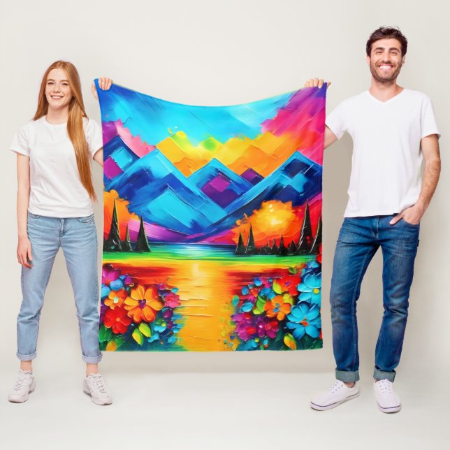 Dreamscape Horizon-målning Fleecefilt (På plats)