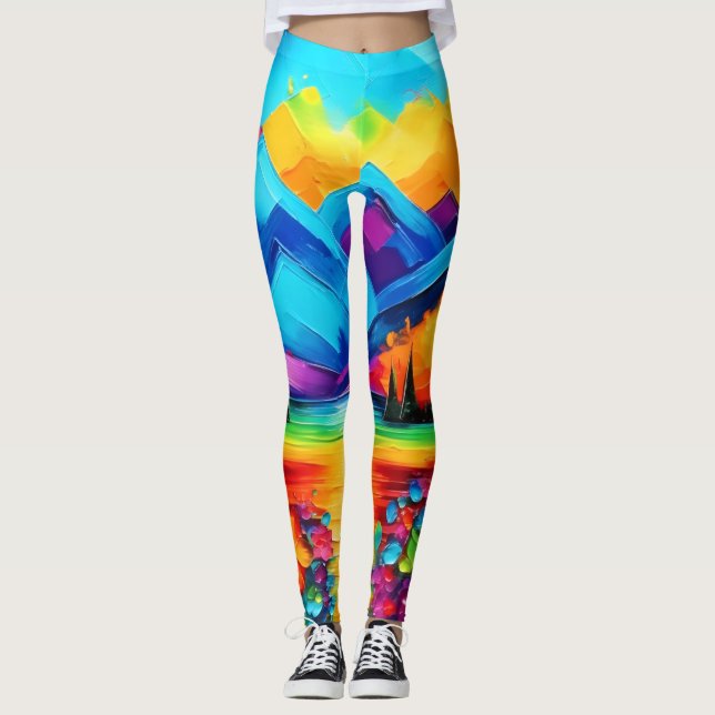 Dreamscape Horizon-målning Leggings (Framsida)