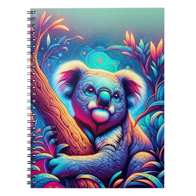 Dreamscape Koala – Neon Jungle Art Anteckningsbok (Framsidan)