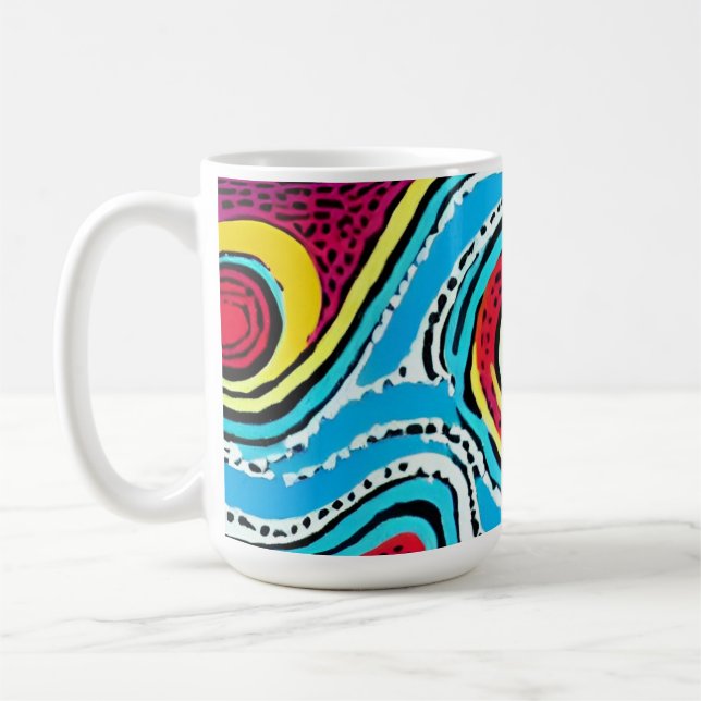 Dreamtime Australian Aboriginal Design #2 Kaffemugg (Vänster)