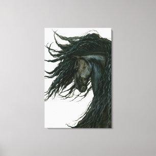 DreamWalker Friesian Black Horse Art by Bihrle Canvastryck