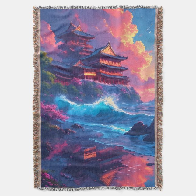 Dreamwave Pagoda vid havet Filt (Framsidan Vertikal)