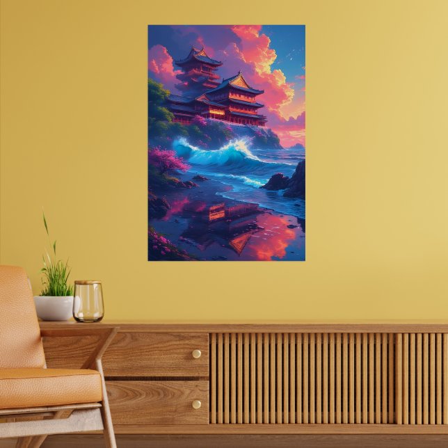 Dreamwave Pagoda vid havet Poster (Vardagsrum 2)