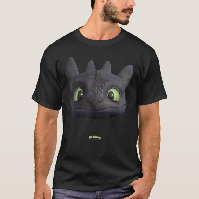 DreamWorks Dragons Toothless Night Fury Big Ansikt T Shirt (Framsida)