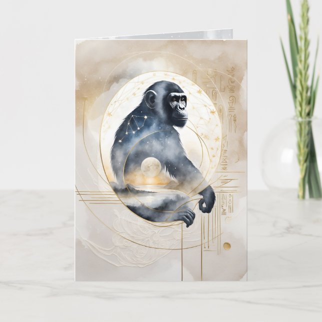 Dreamwoven Guardian Chimpanzee Greeting Card Kort (Framsida)