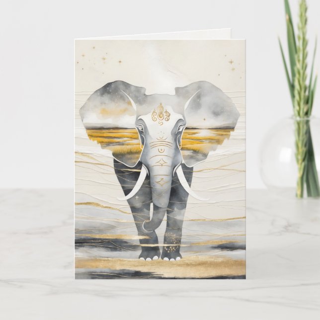 Dreamwoven Guardian Elephant Greeting Card Kort (Framsida)