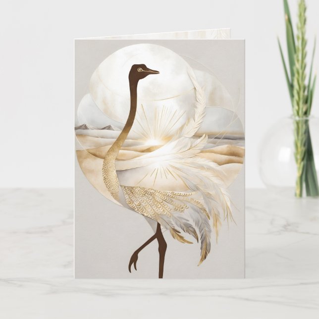 Dreamwoven Guardian Ostrich Greeting Card Kort (Framsida)