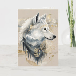 Dreamwoven Guardian Wolf Greeting Card Kort