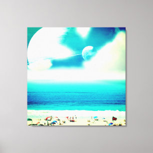 Dreamy abstrakt - strand och rymdplaneter canvastryck