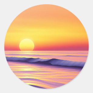 Dreamy Abstrakt Sunset over a tranquil Ocean Scene Runt Klistermärke