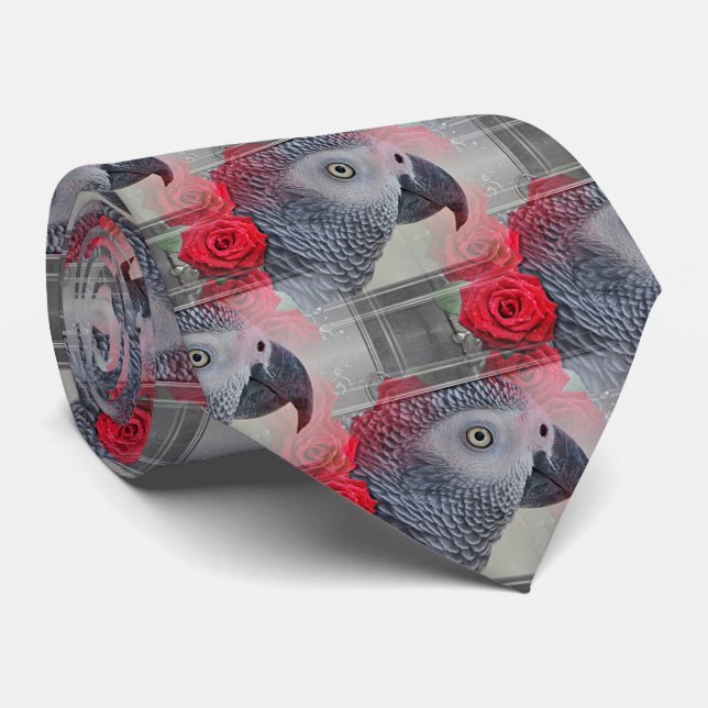 Dreamy African Grått med Röd ros Slips (Rullad)