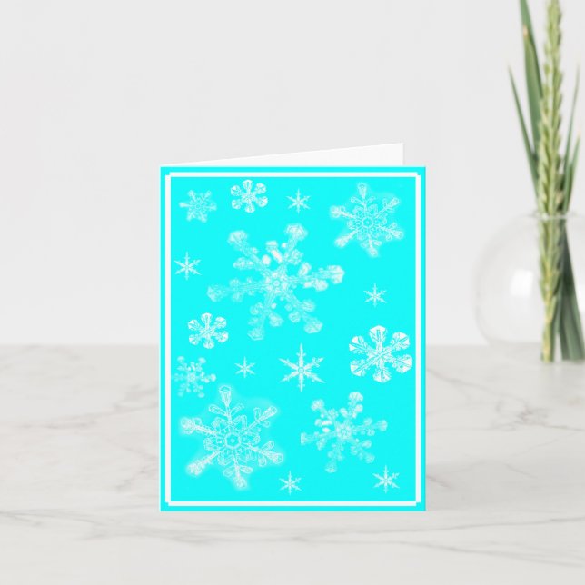 Dreamy Aqua Winter Snowflake Foleting Card Kort (Framsida)
