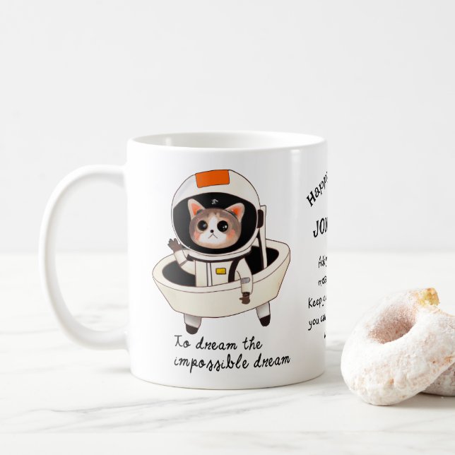Dreamy astrocat anpassningsbar kaffe mugg (Med munk)