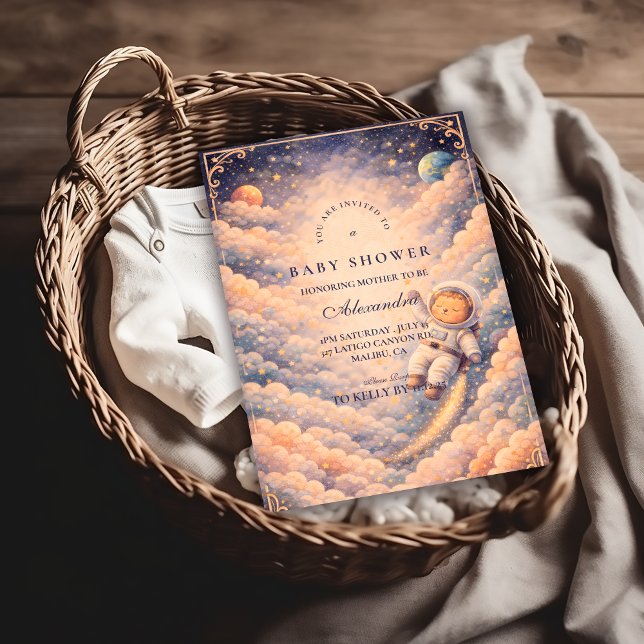 Dreamy Astronaut Cloudscape Baby Shower Inbjudningar (Skapare uppladdad)