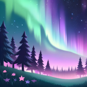 Dreamy Aurora Natt: Lila Forest and Grönt Light Laptop Fodral