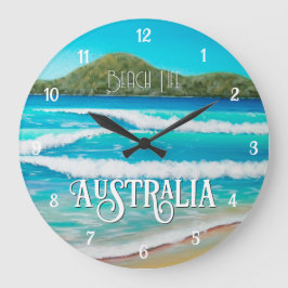 Dreamy Beach Blue Vågar Painting Australia Large Stor Klocka