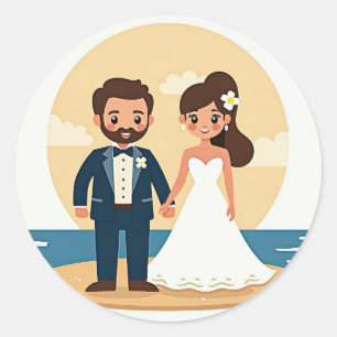 Dreamy Beach Wedding Sticker Runt Klistermärke