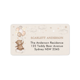 Dreamy Bear Balloons Clouds Stars Returadress Adressetikett